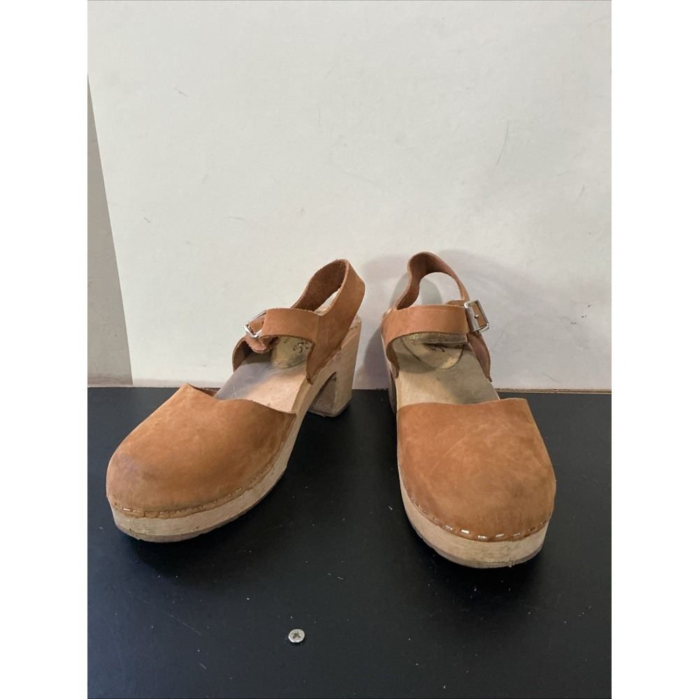 Lotta From Stockholm Nubuck Clogs Mary Jane Heels in Brown Size 38 /7.5